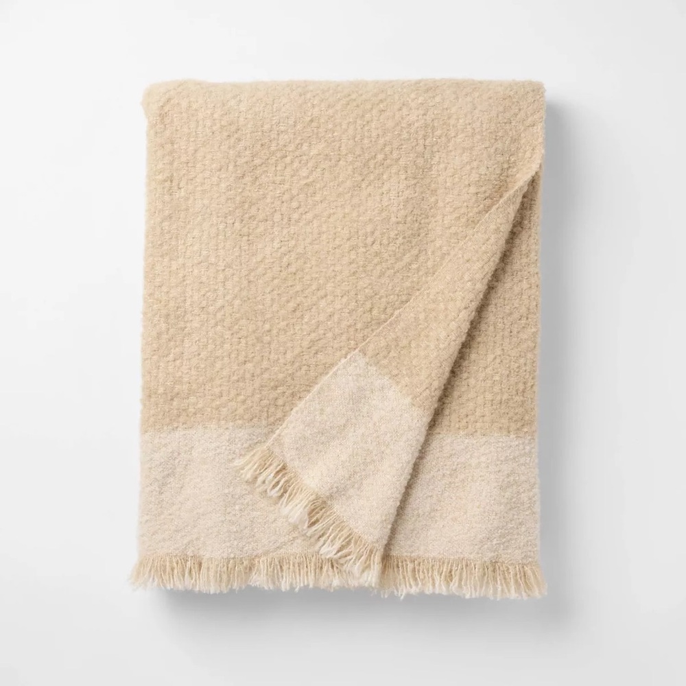 50"x60" nwt Tonal Woven Boucle Throw Blanket Cream - Threshold with Studio McGee
